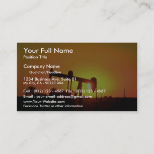 Carte De Visite Pompe de puits de pétrole au coucher du soleil,
