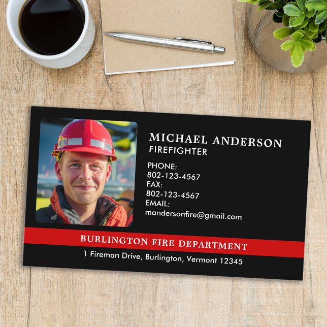 Carte De Visite Pompier du service d'incendie personnalisé Photo (Créateur téléchargé)