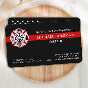 Carte De Visite Pompier Maltese Cross Red Line Fire Department