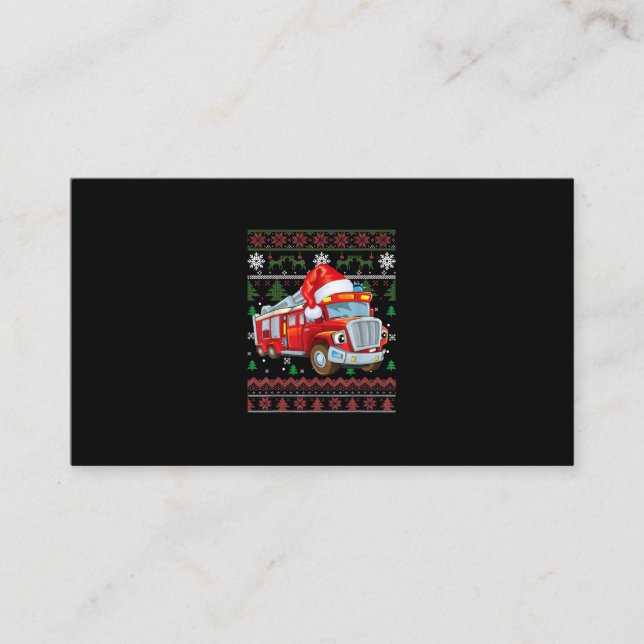 Carte De Visite Pompier Pompier Noël mignon garçon Santa Hat (Devant)