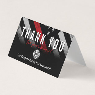 Carte De Visite Pompier Red Line Drapeau Respondeur Merci