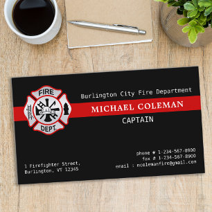 Carte De Visite Pompiers Maltese Cross Red Line