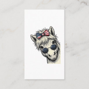 Carte De Visite Poney Patriotique Avec Lunettes De Soleil Vintage 