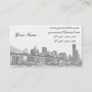 Carte De Visite Pont de Brooklyn et horizon de Manhattan
