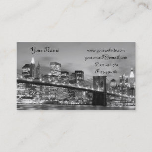 Carte De Visite Pont de Brooklyn la nuit, New York City