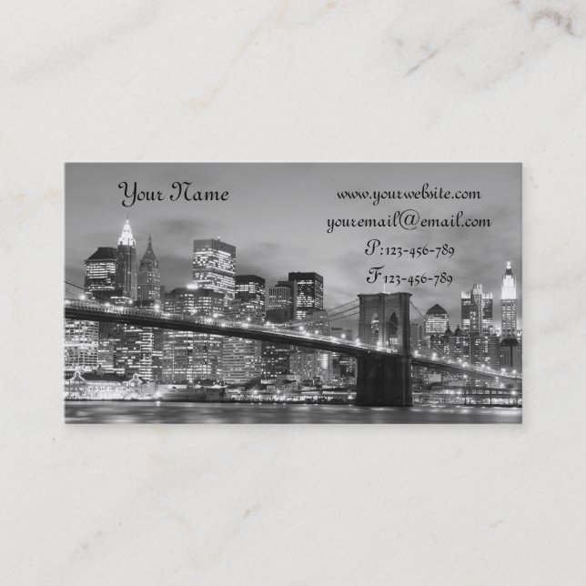 Carte De Visite Pont de Brooklyn la nuit, New York City (Devant)