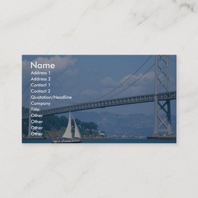 Carte De Visite Pont Oakland Bay avec voilier, San Francisco, C (Devant)