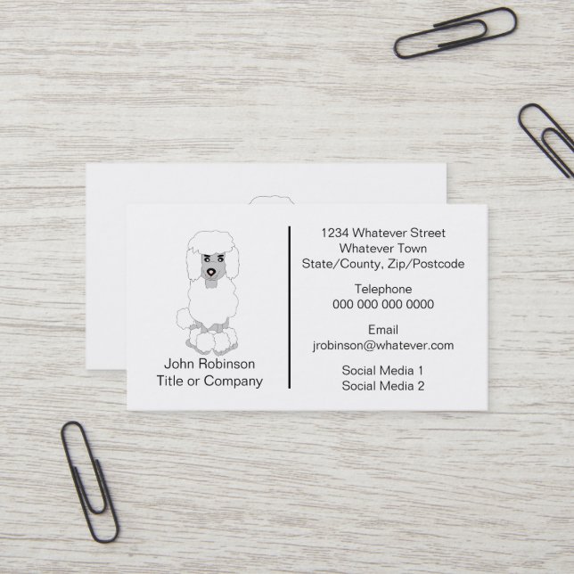 Carte De Visite Poodé Chien Design Chien Grooming Parlour (Devant/Arrière en situation)