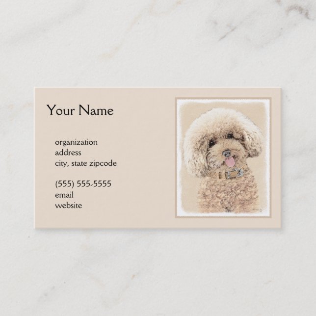 Carte De Visite Poodle Miniature Toy Apricot Crème Chien Brown Art (Devant)