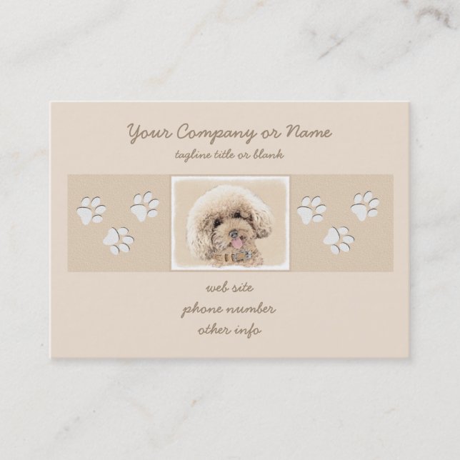 Carte De Visite Poodle Miniature Toy Apricot Crème Chien Brown Art (Devant)