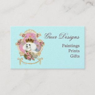 Carte De Visite Poodle princesse en rose