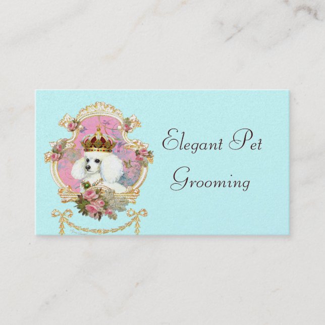 Carte De Visite Poodle princesse en rose (Devant)