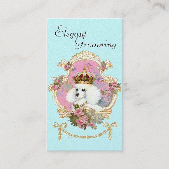 Carte De Visite Poodle princesse en rose (Devant)