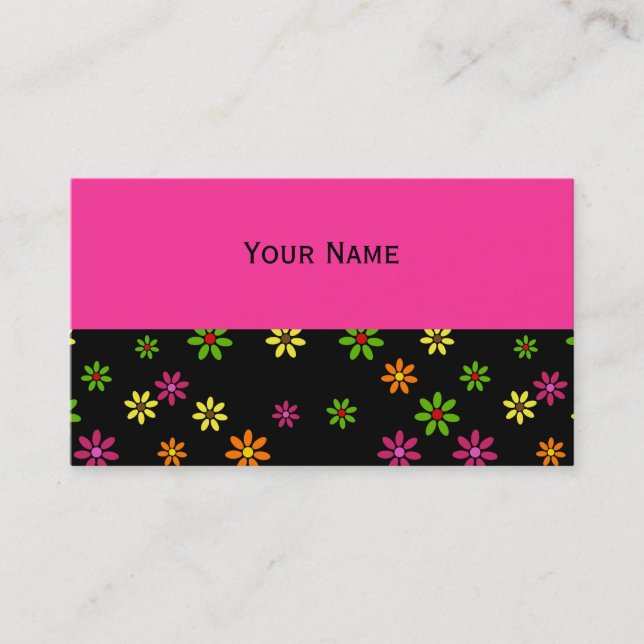 Carte De Visite Pop art Flowers seamless pattern + your ideas (Devant)