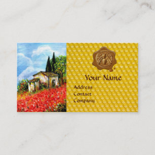 CARTE DE VISITE POPIES, CHAMPS DE FLEURS, HONEY BEE SCEAL DE CIRE,