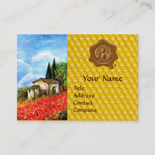 CARTE DE VISITE POPIES, CHAMPS DE FLEURS HONEY BEE SCEAL DE CIRE,