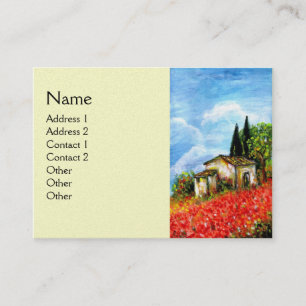 Carte De Visite POPIES EN TOSCANE, papier perle crème
