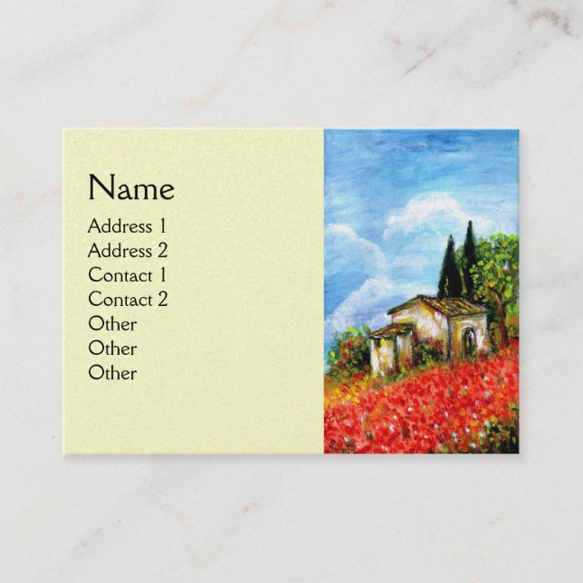 Carte De Visite POPIES EN TOSCANE, papier perle crème (Devant)