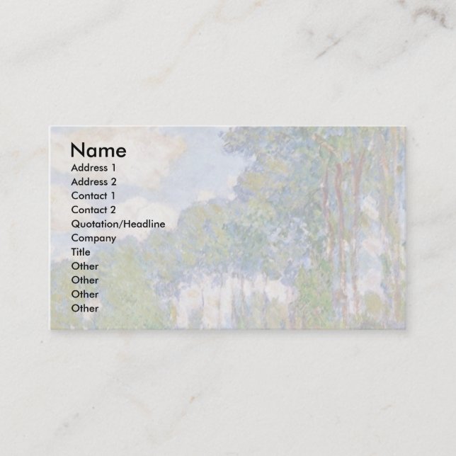 Carte De Visite Poplars Sur L'Epte Par Claude Monet (Devant)
