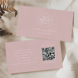 Carte De Visite POPPY Blush Pink Artiste Hair Styliste Logo Code Q