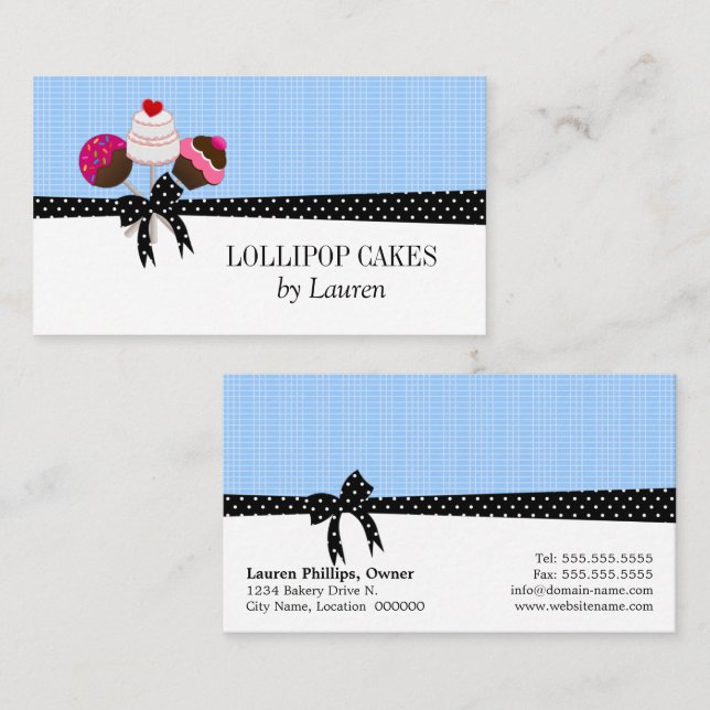 Carte De Visite Pops de gâteau Bleu (Devant / Derrière)