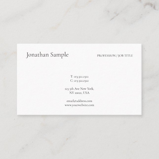 Carte De Visite Populaire Moderne Simple Modèle Chic Professional (Devant)