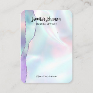 Carte De Visite Porte-bijoux holographique rose girly en forme de 