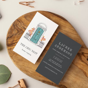 Carte De Visite Porte bleue   Accueil - Stages ou Design d'intérie