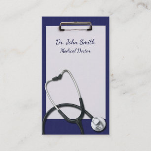 Carte De Visite Porte - bloc bleu avec stéthoscope Médicale