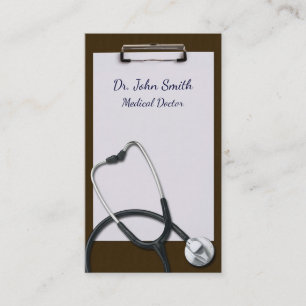 Carte De Visite Porte - bloc Brown avec stéthoscope Médicale