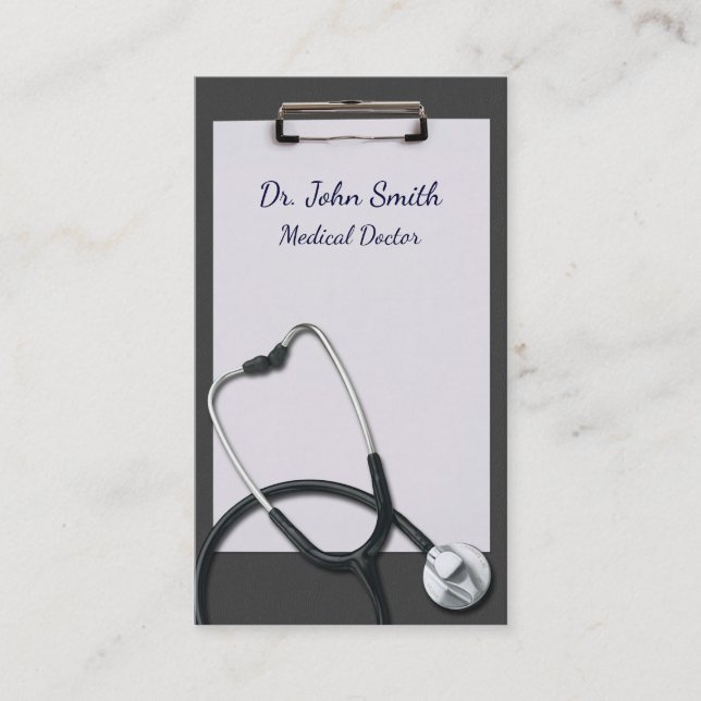 Carte De Visite Porte - bloc gris avec stéthoscope Médicale (Devant)