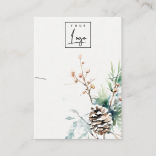 Carte De Visite Porte-collier de logo Blush Snow Winter Berries