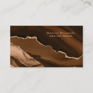 Carte De Visite Porte en marbre Brown Parties scintillant or