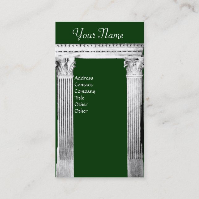 Carte De Visite PORTE RENAISSANCE Colonnes corinthiennes, Vert (Devant)