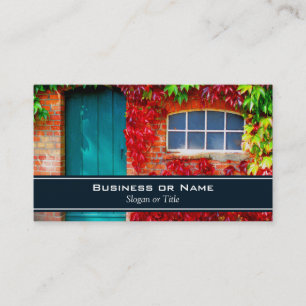 Carte De Visite Porte Turquoise pittoresque avec feuilles d'automn