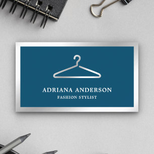 Carte De Visite Porte-vêtements de mode styliste argent bleu