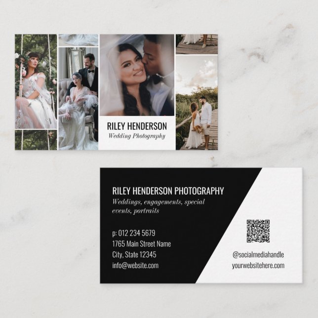 Carte De Visite Portfolio Collage QR Code Photographie professionn (Devant / Derrière)