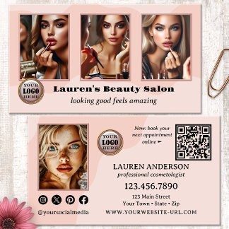 Carte De Visite Portfolio de photos professionnelles rose Beauté