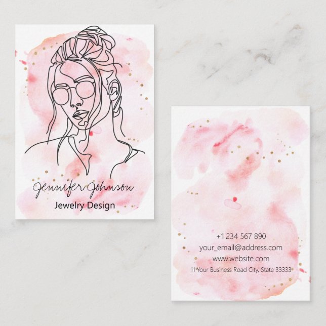 Carte de visite Portrait aquarelle (Devant / Derrière)