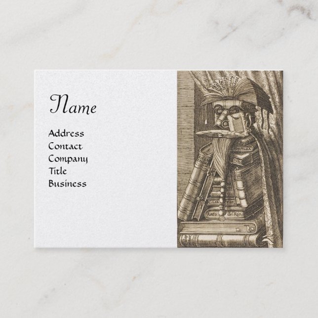 Carte De Visite PORTRAIT BIBLIOTHÈQUE AVEC LIVRES White Pearl (Devant)