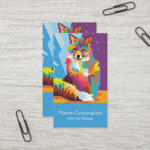 Carte De Visite Portrait coloré Pop Art Fox