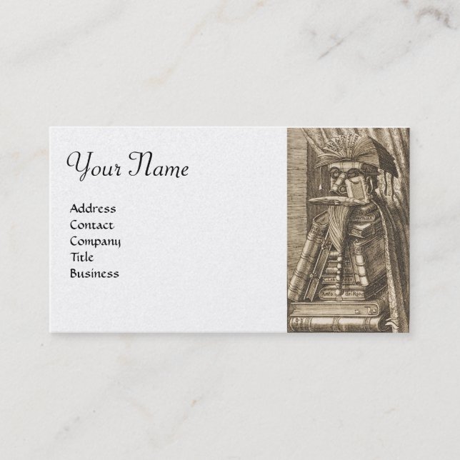 Carte De Visite PORTRAIT DE BIBLIOTHÈQUE AVEC LIVRES Noir Blanc (Devant)