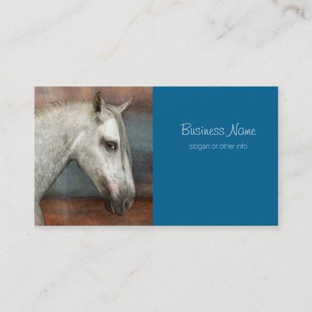 Carte De Visite Portrait de Cheval Andalou Gris Dappé (Devant)