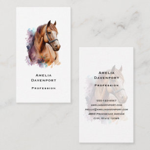 Carte De Visite Portrait de tête de cheval Brown en aquarelle