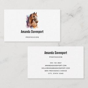 Carte De Visite Portrait de tête de cheval brun à l'aquarelle