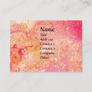 Carte De Visite PORTRAIT FLUTISTE /Rose, Fuchsia, Épercelles Jaune