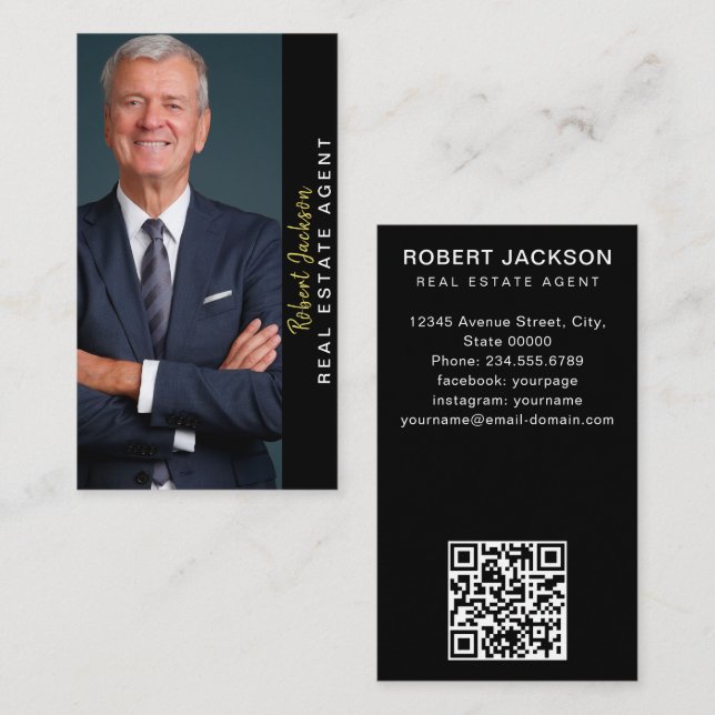 Carte De Visite Portrait photo professionnel moderne (Devant / Derrière)