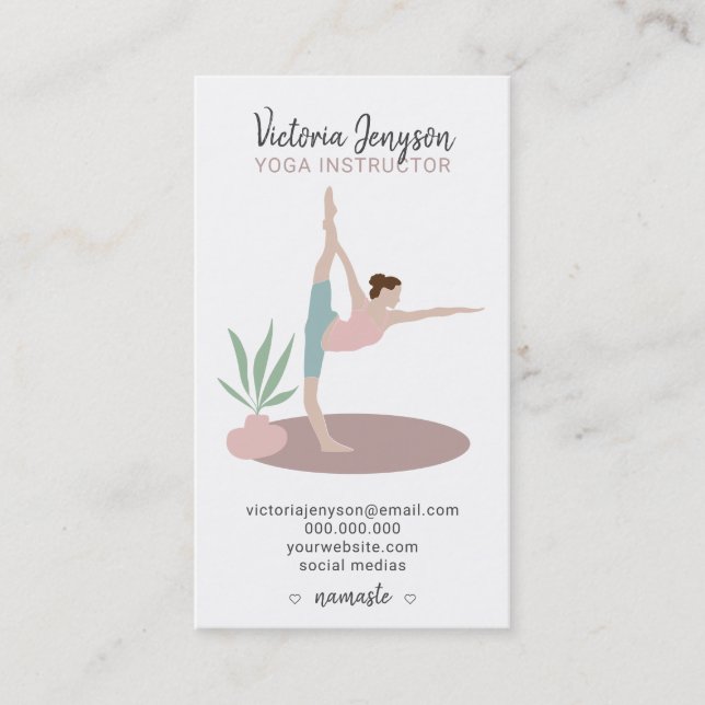 Carte De Visite Pose boho de l'instructeur de yoga spirituel rose  (Devant)