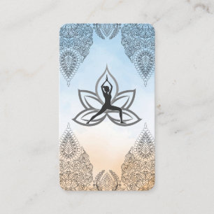 Carte De Visite Pose de guerrier de yoga motif mandala