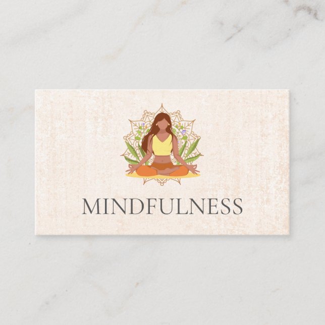 Carte De Visite Pose de Yoga assis | Motif Mandala (Devant)
